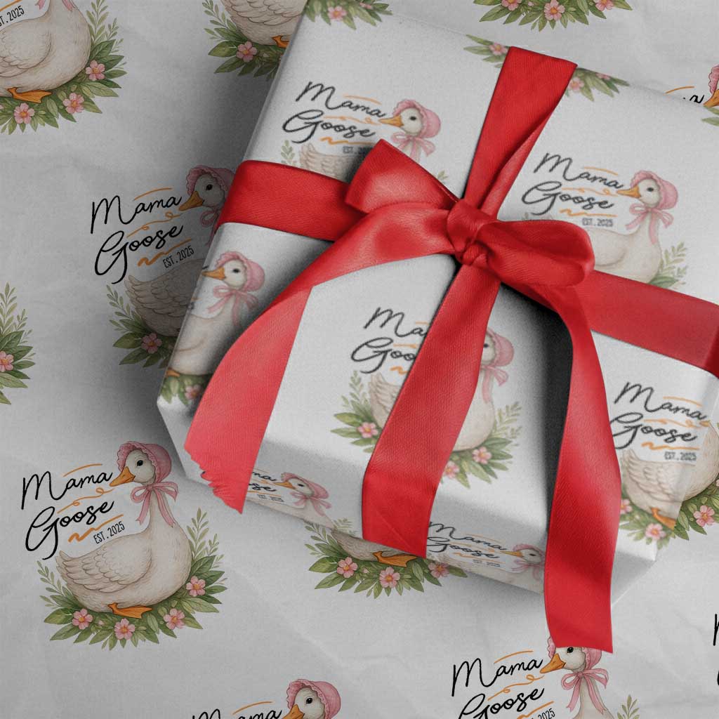 Mama Goose Est 2025 Wrapping Paper Roll Retro New Mom Mothers Day - Wonder Print Shop