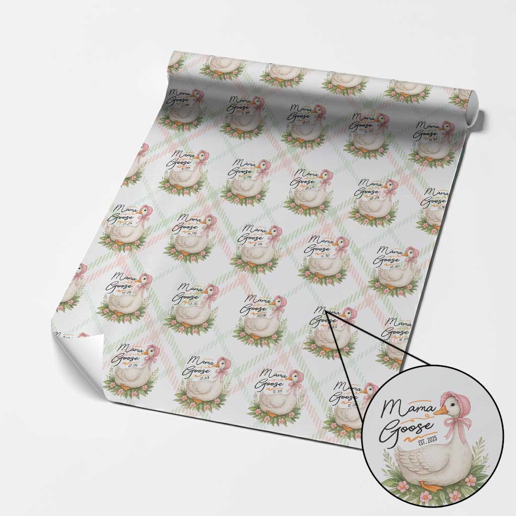 Mama Goose Est 2025 Wrapping Paper Roll Retro New Mom Mothers Day - Wonder Print Shop