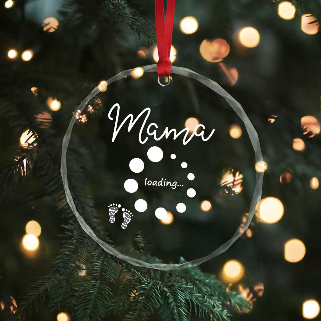 Mama Loading 2026 Crystal Glass Ornament Pregnancy Announcement Mothers Day