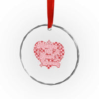 Mama Of A Heart Warrior Crystal Glass Ornament CHD Awareness Retro Red Checkered Heart