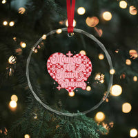 Mama Of A Heart Warrior Crystal Glass Ornament CHD Awareness Retro Red Checkered Heart