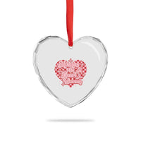 Mama Of A Heart Warrior Heart Crystal Glass Ornament CHD Awareness Retro Red Checkered Heart