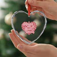 Mama Of A Heart Warrior Heart Crystal Glass Ornament CHD Awareness Retro Red Checkered Heart