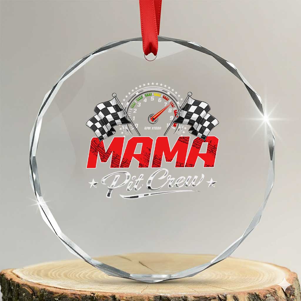 Mama Pit Crew Crystal Glass Ornament Racing Family Matching Mothers Day