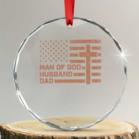 Man of God Husband Dad Christian Dad Father's Day Crystal Glass Ornament Vintage American Flag