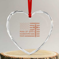 Man of God Husband Dad Christian Dad Father's Day Heart Crystal Glass Ornament Vintage American Flag