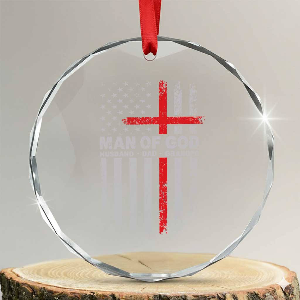 Man of God Husband Dad Protector Crystal Glass Ornament Christian Dad Fathers Day
