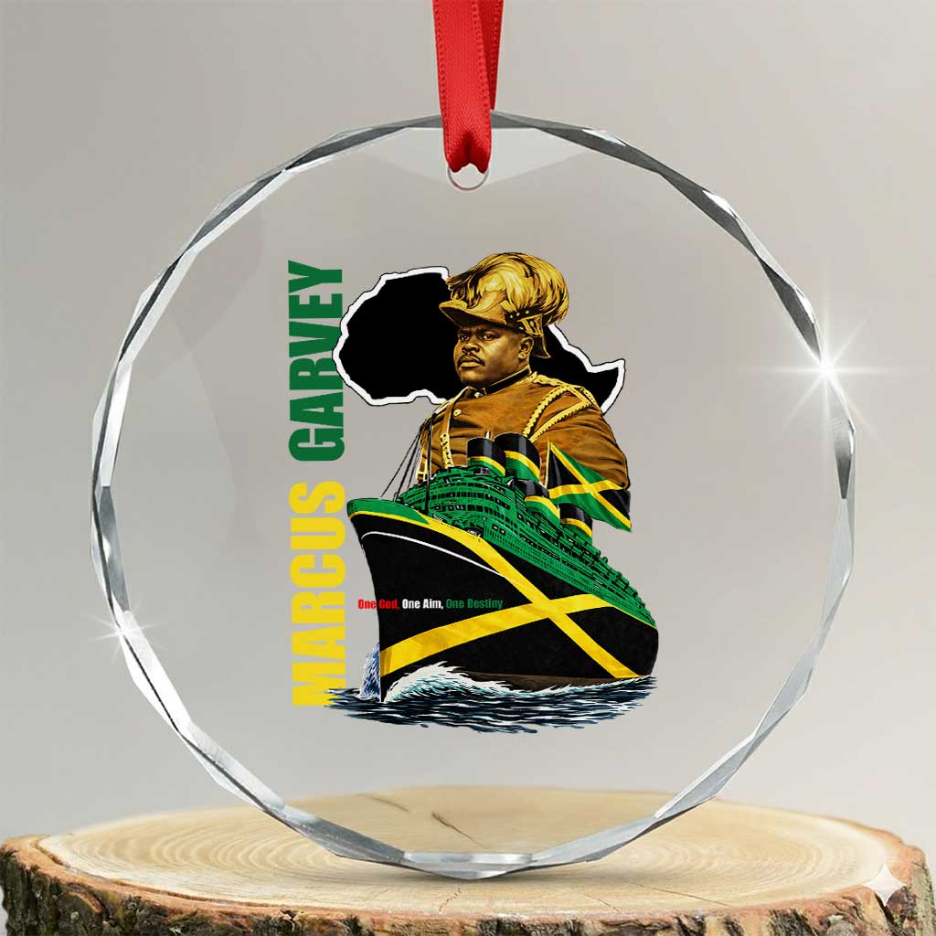 Marcus Garvey Jamaica Pride Crystal Glass Ornament One God One Aim One Destiny