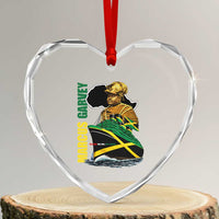 Marcus Garvey Jamaica Pride Heart Crystal Glass Ornament One God One Aim One Destiny