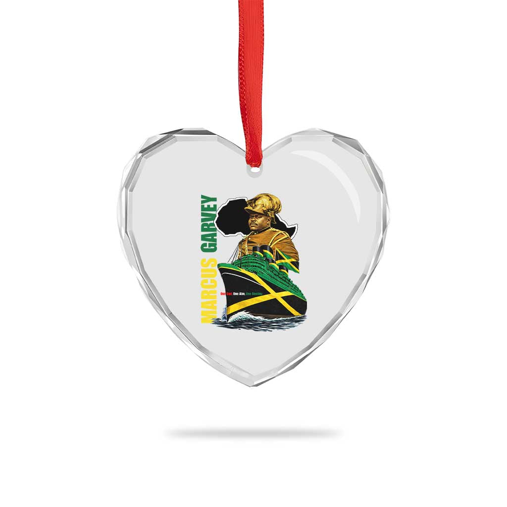 Marcus Garvey Jamaica Pride Heart Crystal Glass Ornament One God One Aim One Destiny