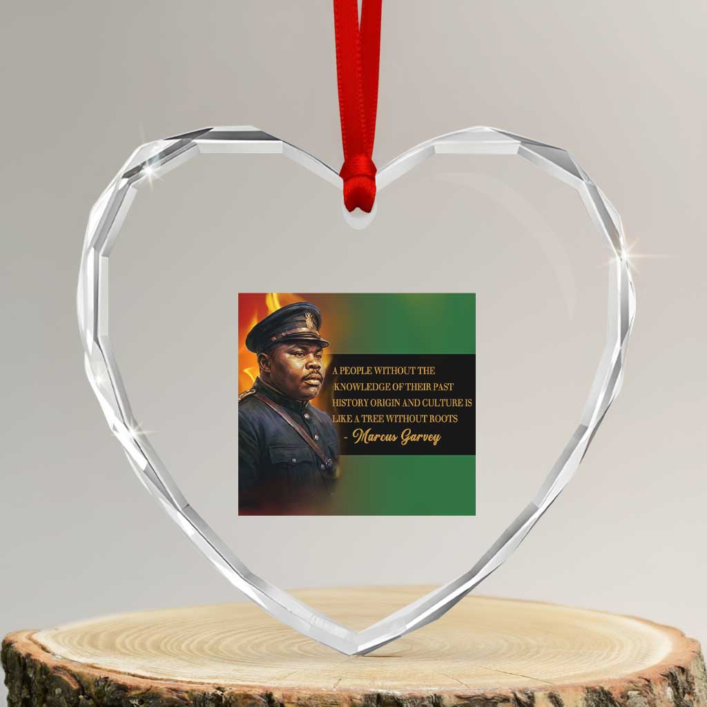 Marcus Garvey Pan African Flag Heart Crystal Glass Ornament A People Without Knowledge Of Their Past Quote
