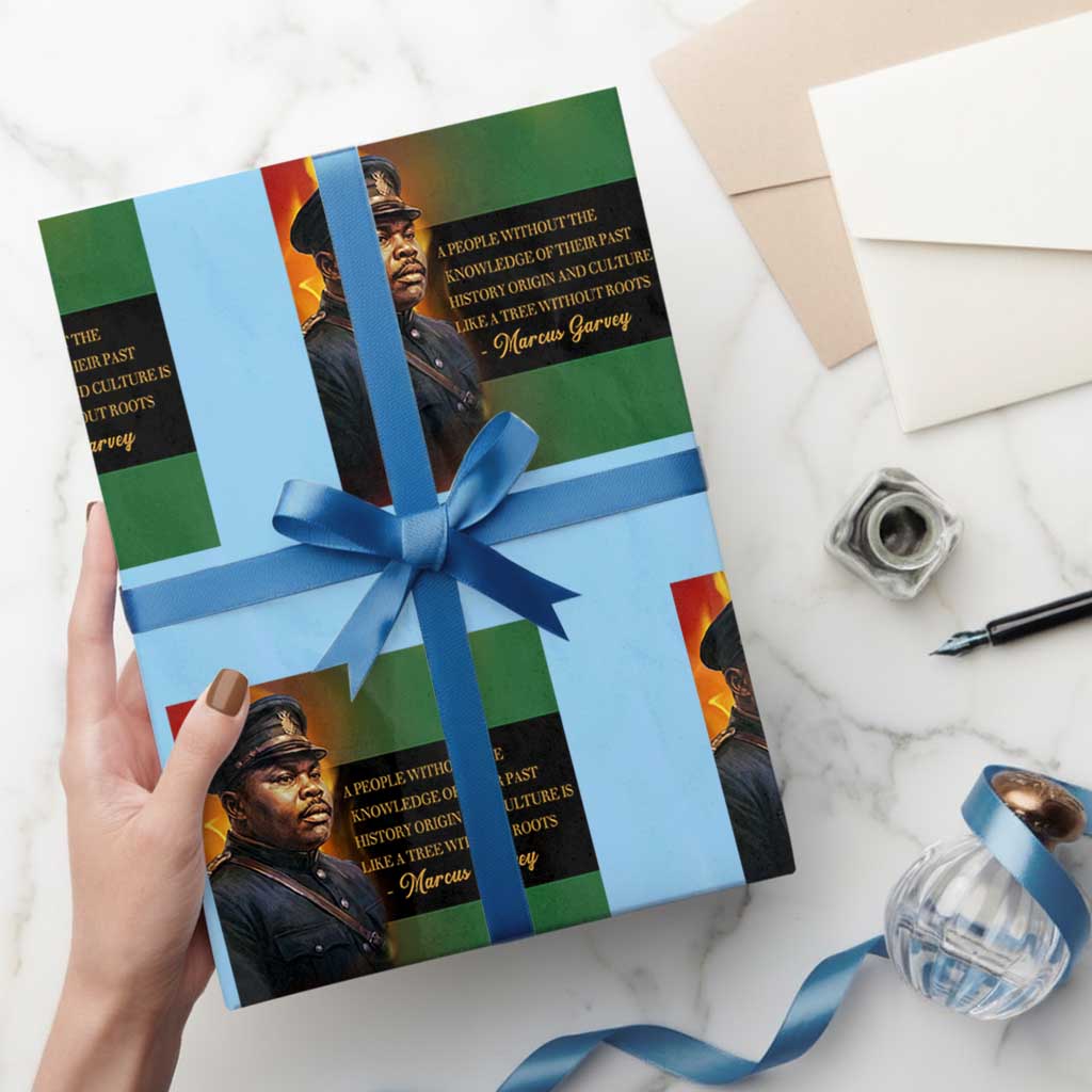 Marcus Garvey Pan African Flag Wrapping Paper Roll A People Without Knowledge Of Their Past Quote