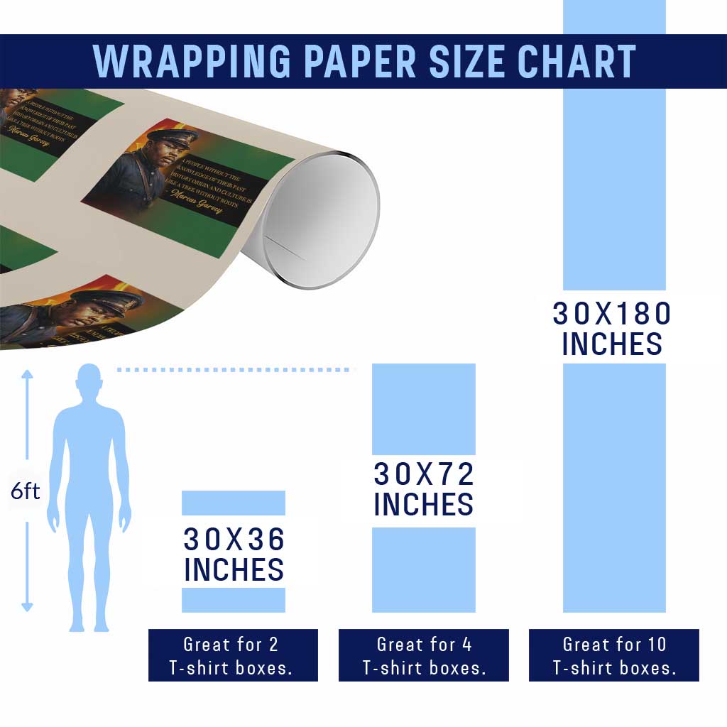 Marcus Garvey Pan African Flag Wrapping Paper Roll A People Without Knowledge Of Their Past Quote