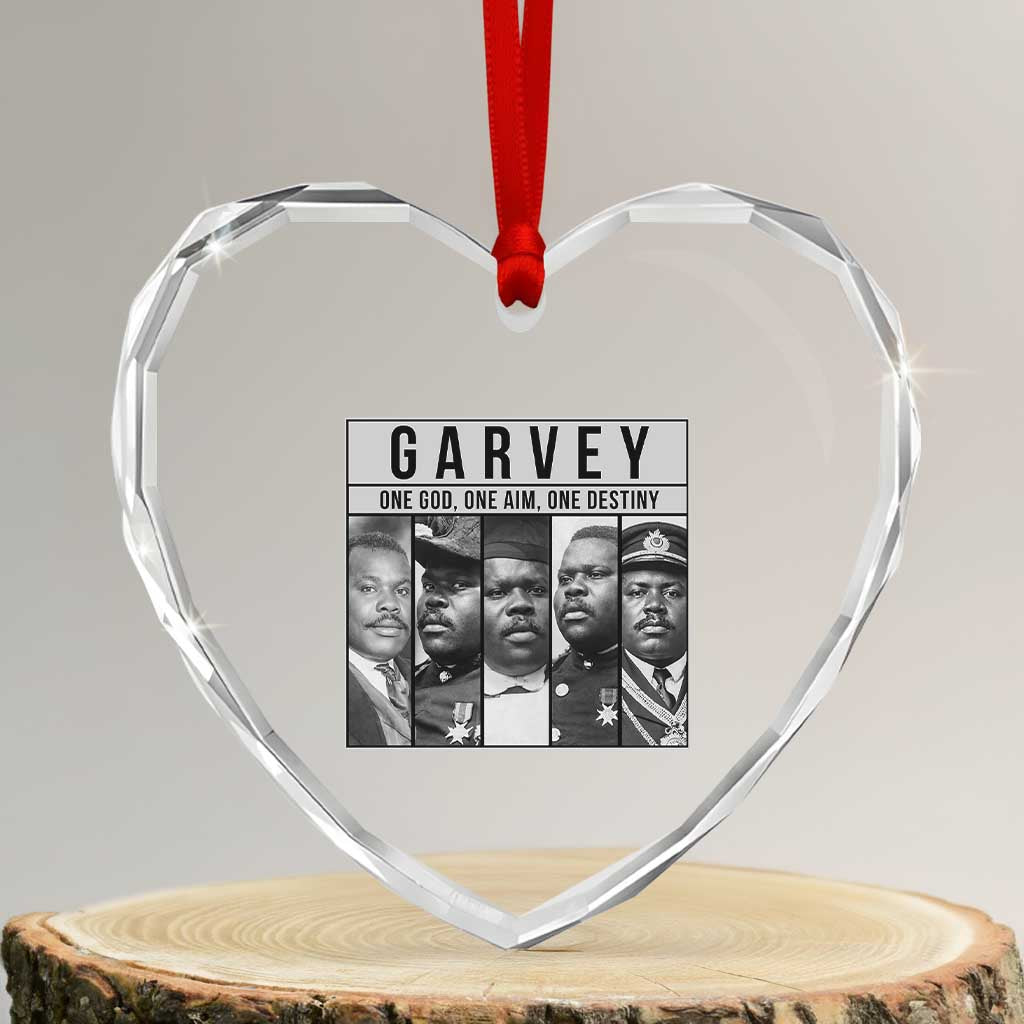 Marcus Garvey Quote Heart Crystal Glass Ornament One God One Aim One Destiny