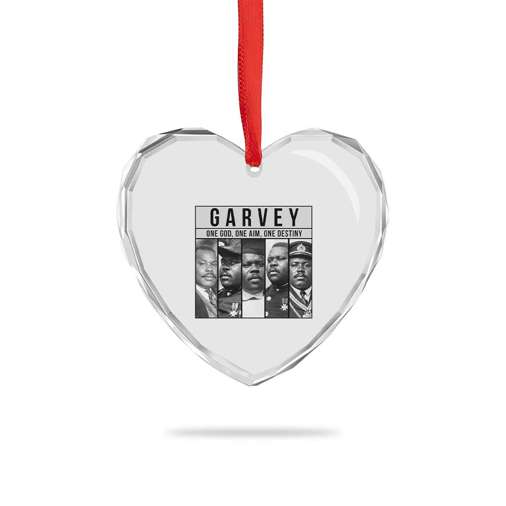 Marcus Garvey Quote Heart Crystal Glass Ornament One God One Aim One Destiny