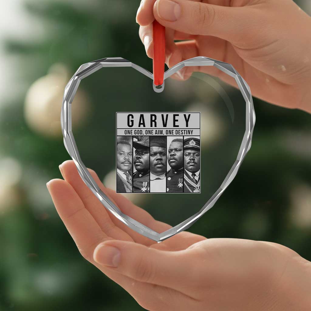 Marcus Garvey Quote Heart Crystal Glass Ornament One God One Aim One Destiny