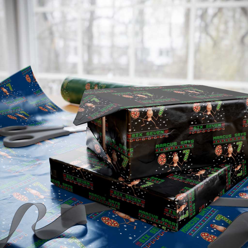 Marcus Says Six Seven Meme Christmas Ugly Sweater Wrapping Paper Roll Trendy Tiktok Gift - Wonder Print Shop