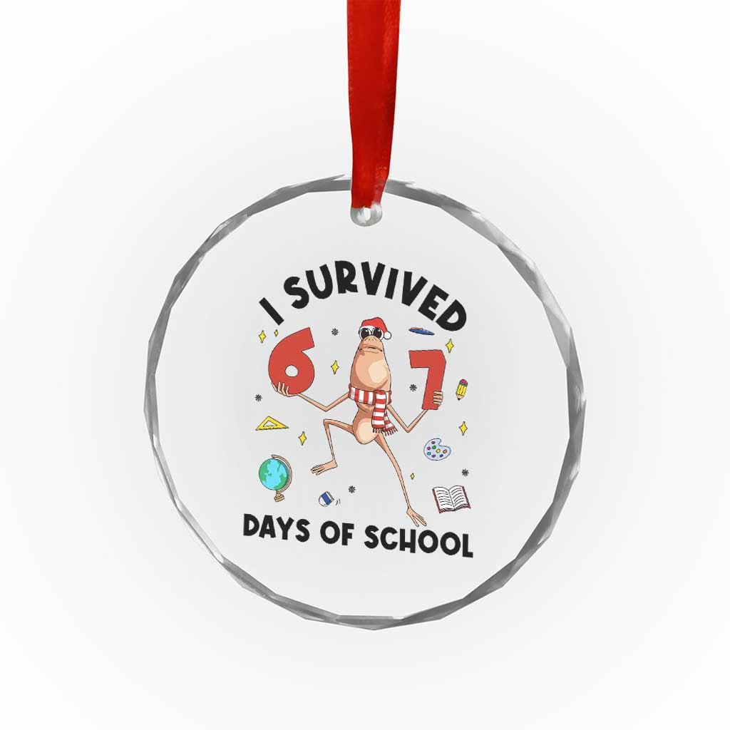 Marcus The Worm 67 Days of School Crystal Glass Ornament I Survived Funny Six Seven Meme Christmas Vibe - Wonder Print Shop