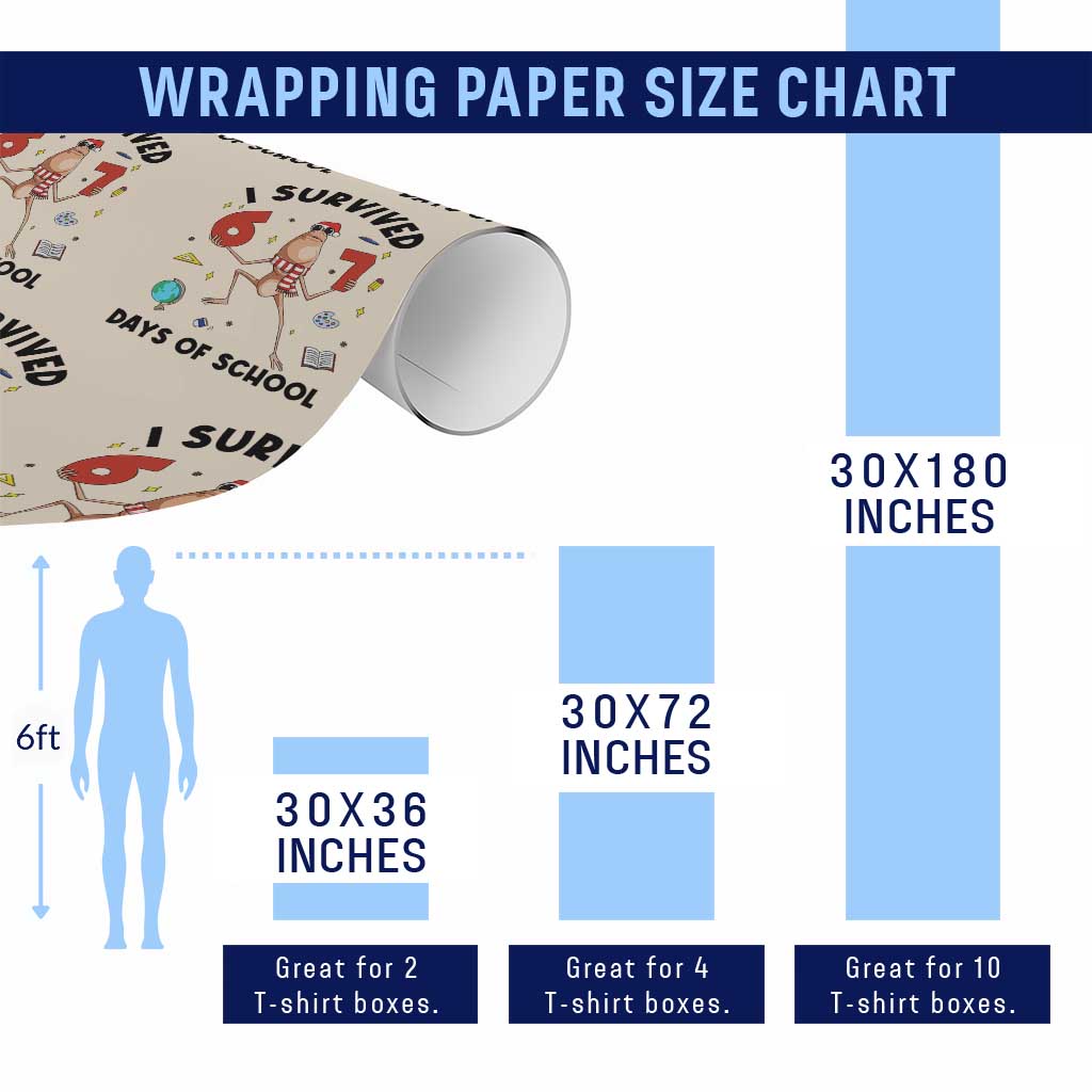 Marcus The Worm 67 Days of School Wrapping Paper Roll I Survived Funny Six Seven Meme Christmas Vibe - Wonder Print Shop