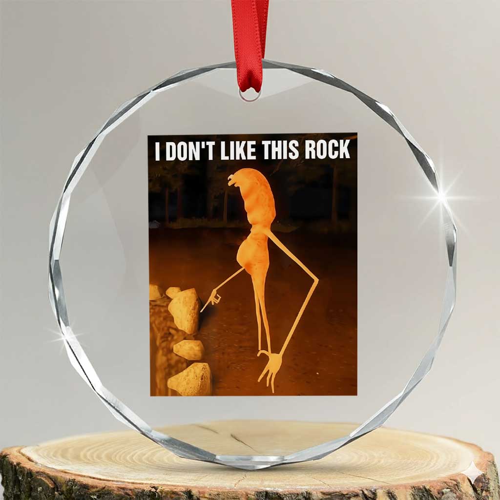 Marcus The Worm Christmas Crystal Glass Ornament I Don't Like This Rock Funny Meme - Wonder Print Shop