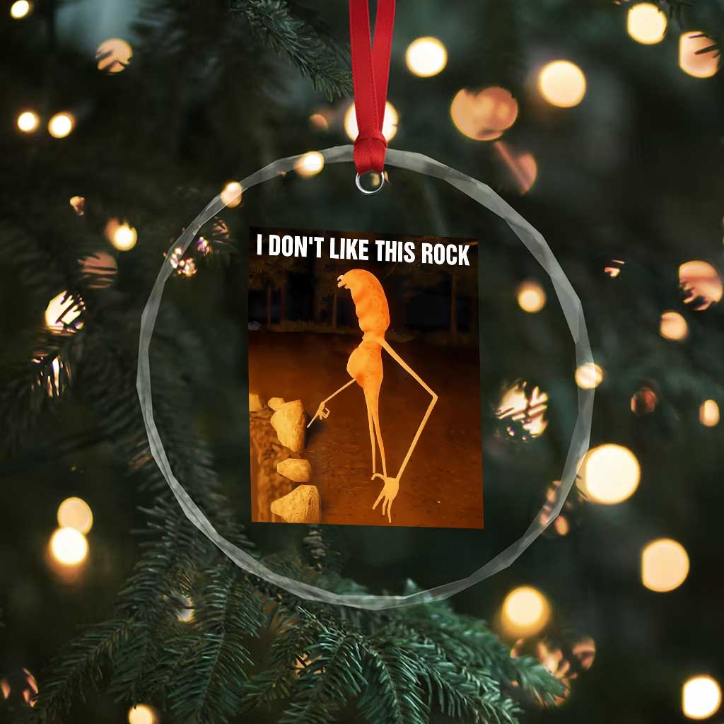 Marcus The Worm Christmas Crystal Glass Ornament I Don't Like This Rock Funny Meme - Wonder Print Shop