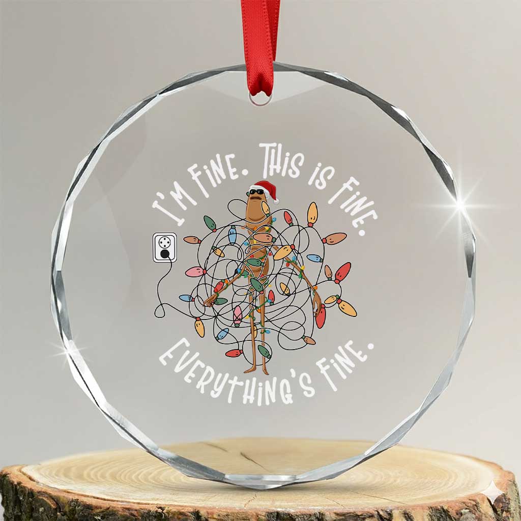 Marcus The Worm Christmas Crystal Glass Ornament I'm Fine Everything Is Fine School Counselor Mental Health - Wonder Print Shop