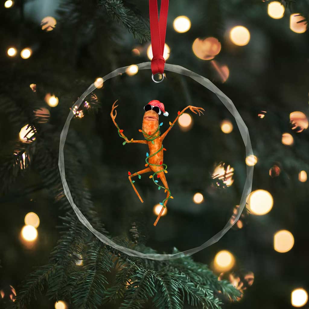 Marcus The Worm Christmas Crystal Glass Ornament Internet Weirdcore Brainrot Humor - Wonder Print Shop