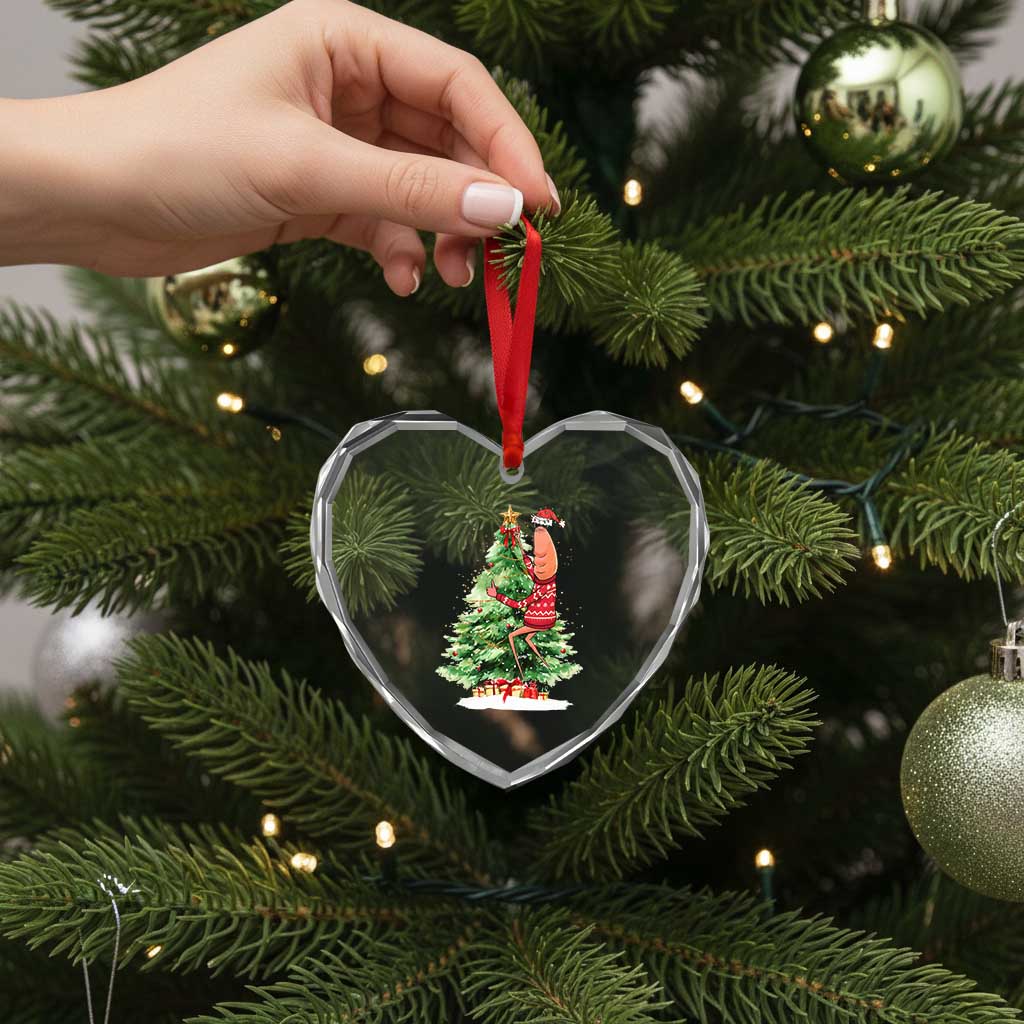 Marcus The Worm Christmas Heart Crystal Glass Ornament Funny Brain Rot Meme - Wonder Print Shop