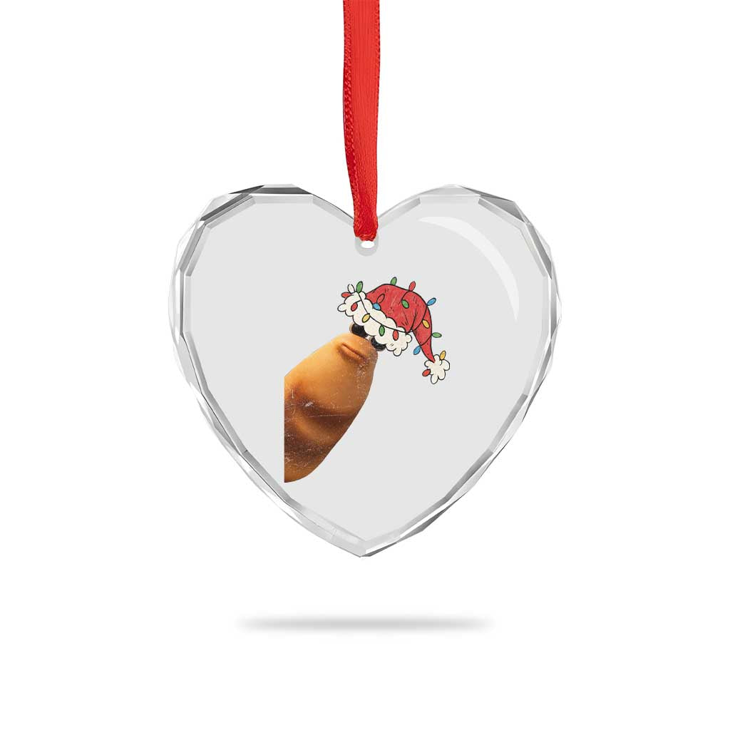 Marcus The Worm Christmas Heart Crystal Glass Ornament Funny Internet Brainrot Meme - Wonder Print Shop