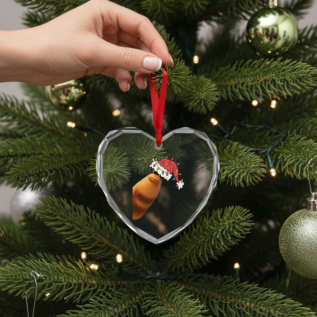 Marcus The Worm Christmas Heart Crystal Glass Ornament Funny Internet Brainrot Meme - Wonder Print Shop