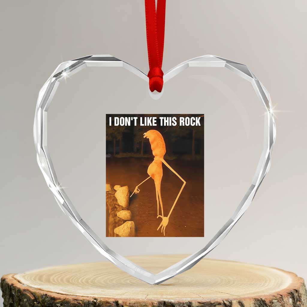Marcus The Worm Christmas Heart Crystal Glass Ornament I Don't Like This Rock Funny Meme - Wonder Print Shop