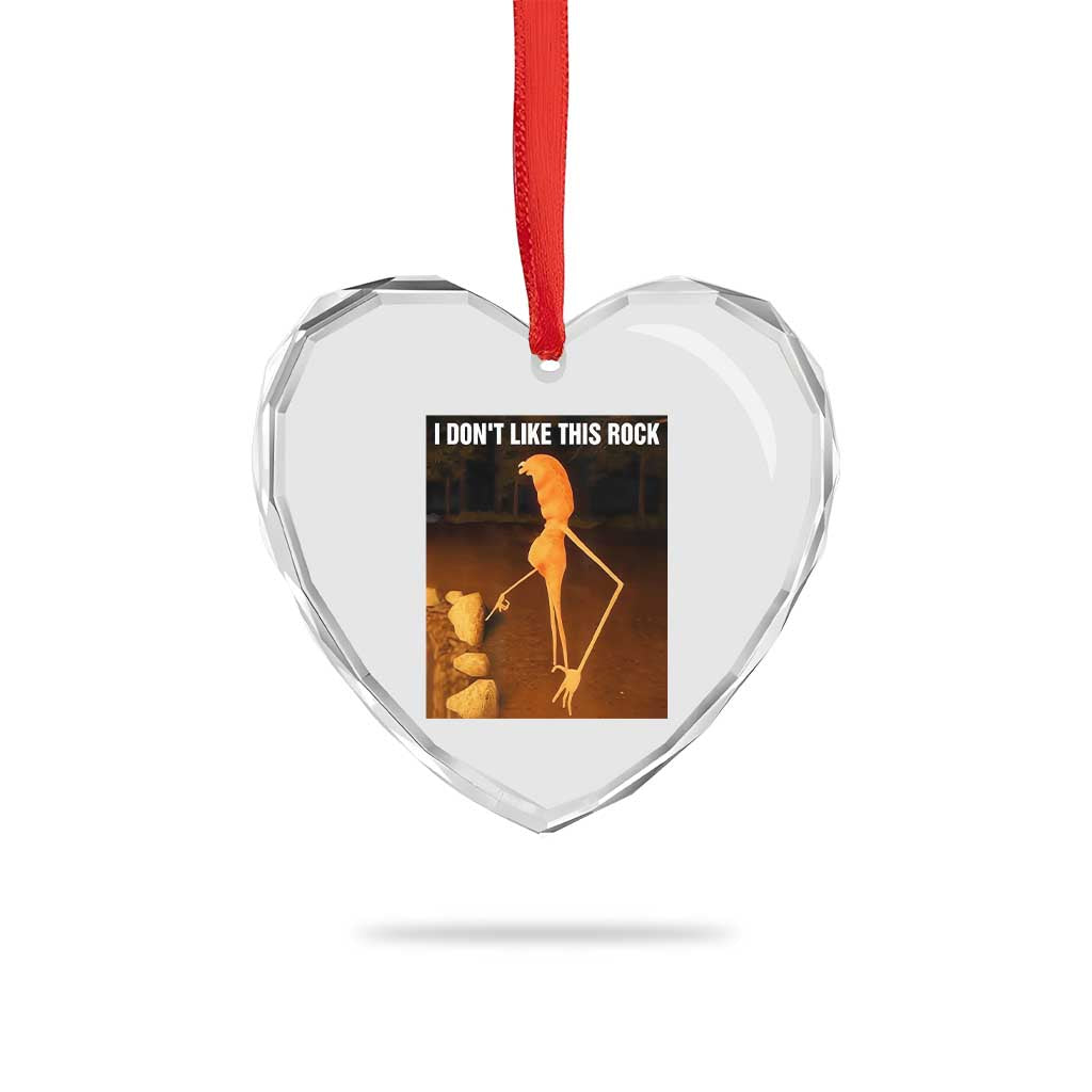 Marcus The Worm Christmas Heart Crystal Glass Ornament I Don't Like This Rock Funny Meme - Wonder Print Shop
