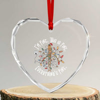Marcus The Worm Christmas Heart Crystal Glass Ornament I'm Fine Everything Is Fine School Counselor Mental Health - undefined
