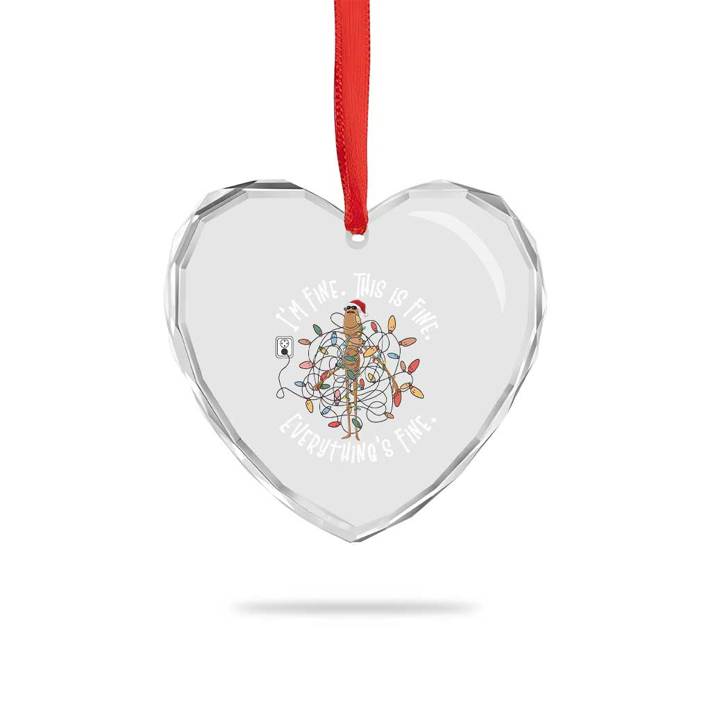 Marcus The Worm Christmas Heart Crystal Glass Ornament I'm Fine Everything Is Fine School Counselor Mental Health - undefined