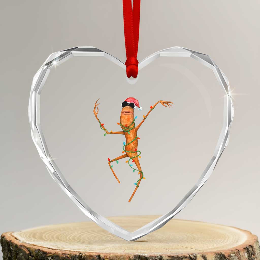 Marcus The Worm Christmas Heart Crystal Glass Ornament Internet Weirdcore Brainrot Humor - Wonder Print Shop