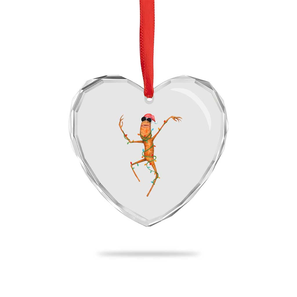Marcus The Worm Christmas Heart Crystal Glass Ornament Internet Weirdcore Brainrot Humor - Wonder Print Shop