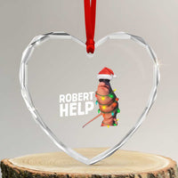 Marcus The Worm Christmas Heart Crystal Glass Ornament Robert Help Internet Weirdcore Brainrot Humor - Wonder Print Shop
