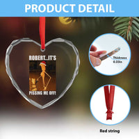 Marcus The Worm Christmas Heart Crystal Glass Ornament Robert Its Pissing Me Off Xmas Meme - Wonder Print Shop