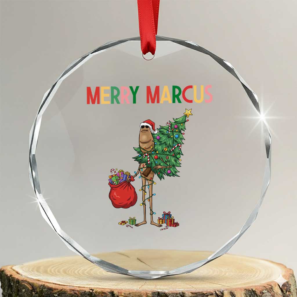 Marcus The Worm Christmas Meme Crystal Glass Ornament - Wonder Print Shop