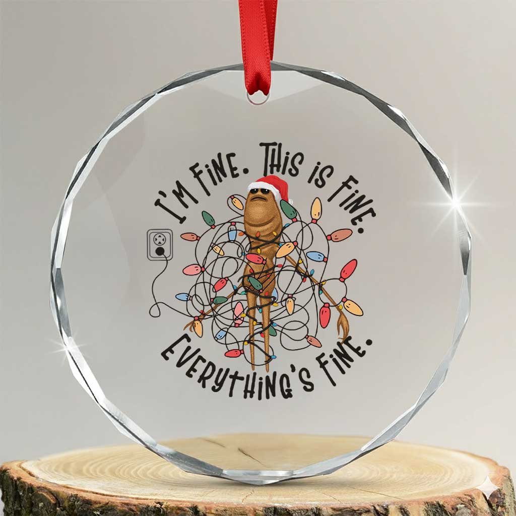 Marcus The Worm Christmas Meme Crystal Glass Ornament I'm Fine Everything is Fine - Wonder Print Shop