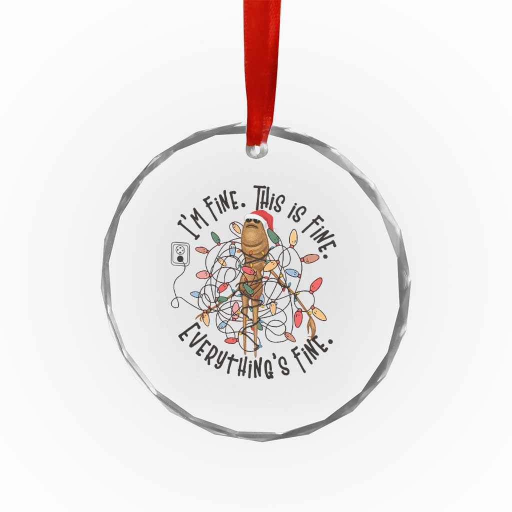 Marcus The Worm Christmas Meme Crystal Glass Ornament I'm Fine Everything is Fine - Wonder Print Shop