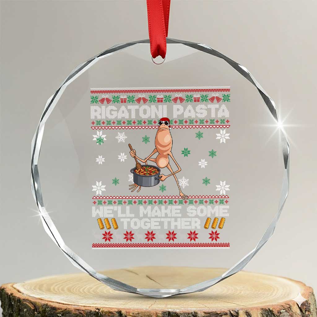 Marcus The Worm Christmas Meme Crystal Glass Ornament Rigatoni Pasta We Will Make Some Together - Wonder Print Shop