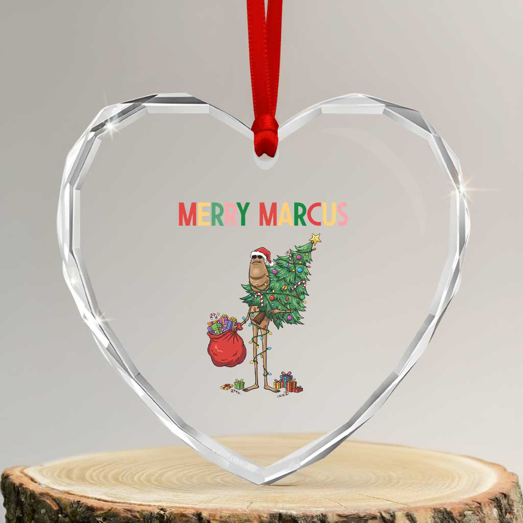 Marcus The Worm Christmas Meme Heart Crystal Glass Ornament - Wonder Print Shop