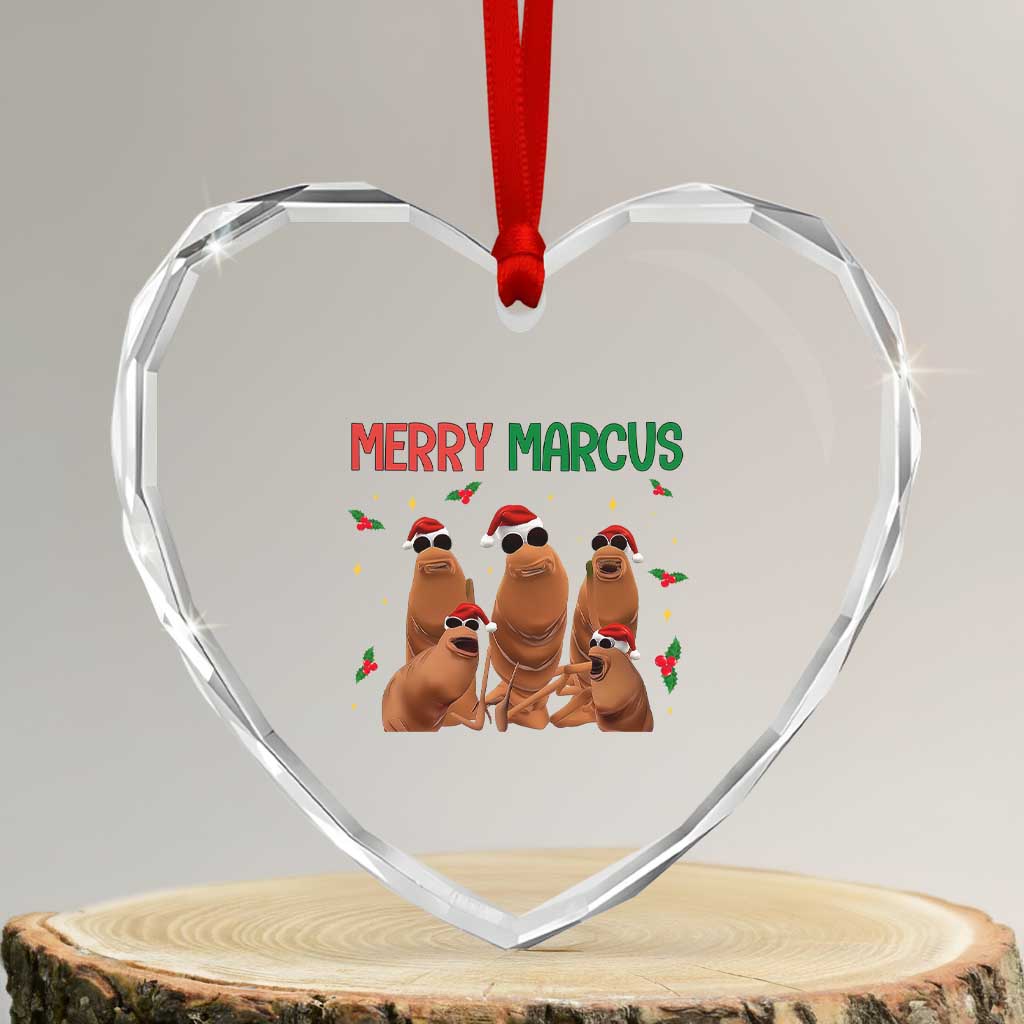 Marcus The Worm Christmas Meme Heart Crystal Glass Ornament Funny Brain Rot Gen Z Xmas - Wonder Print Shop