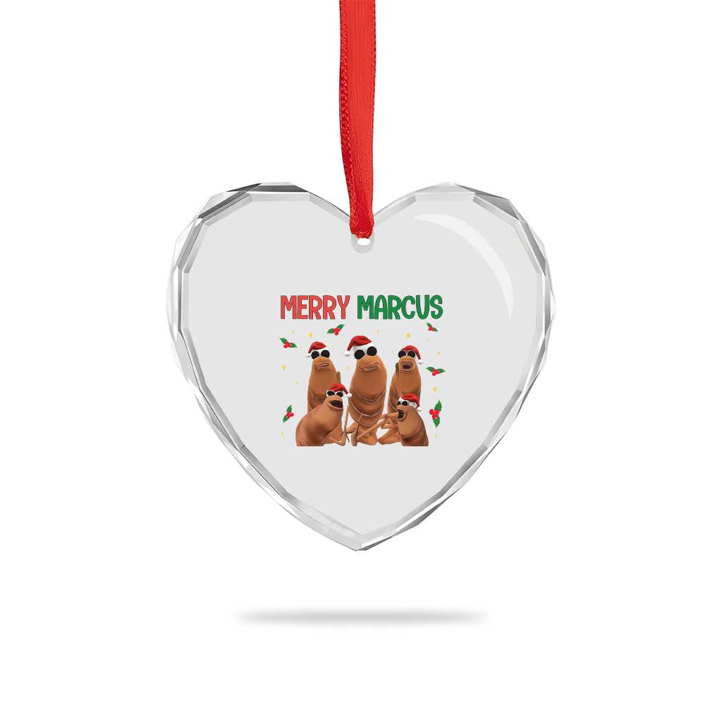 Marcus The Worm Christmas Meme Heart Crystal Glass Ornament Funny Brain Rot Gen Z Xmas - Wonder Print Shop
