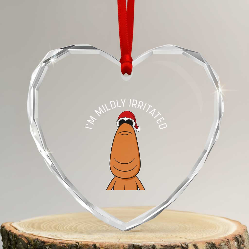 Marcus The Worm Christmas Meme Heart Crystal Glass Ornament I Am Mildly Irritated - Wonder Print Shop
