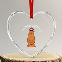 Marcus The Worm Christmas Meme Heart Crystal Glass Ornament I Am Mildly Irritated - Wonder Print Shop