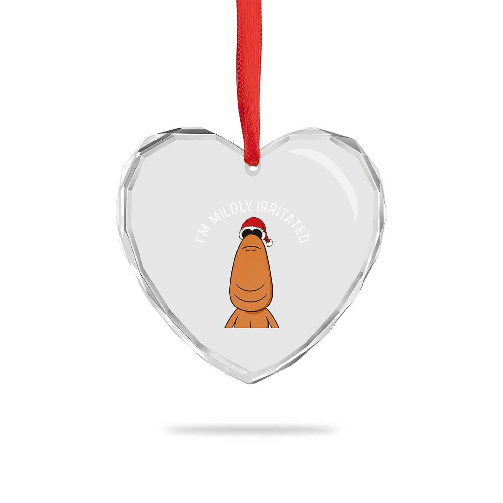 Marcus The Worm Christmas Meme Heart Crystal Glass Ornament I Am Mildly Irritated - Wonder Print Shop