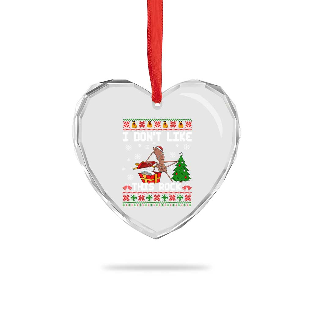 Marcus The Worm Christmas Meme Heart Crystal Glass Ornament I Do Not Like This Rock - Wonder Print Shop