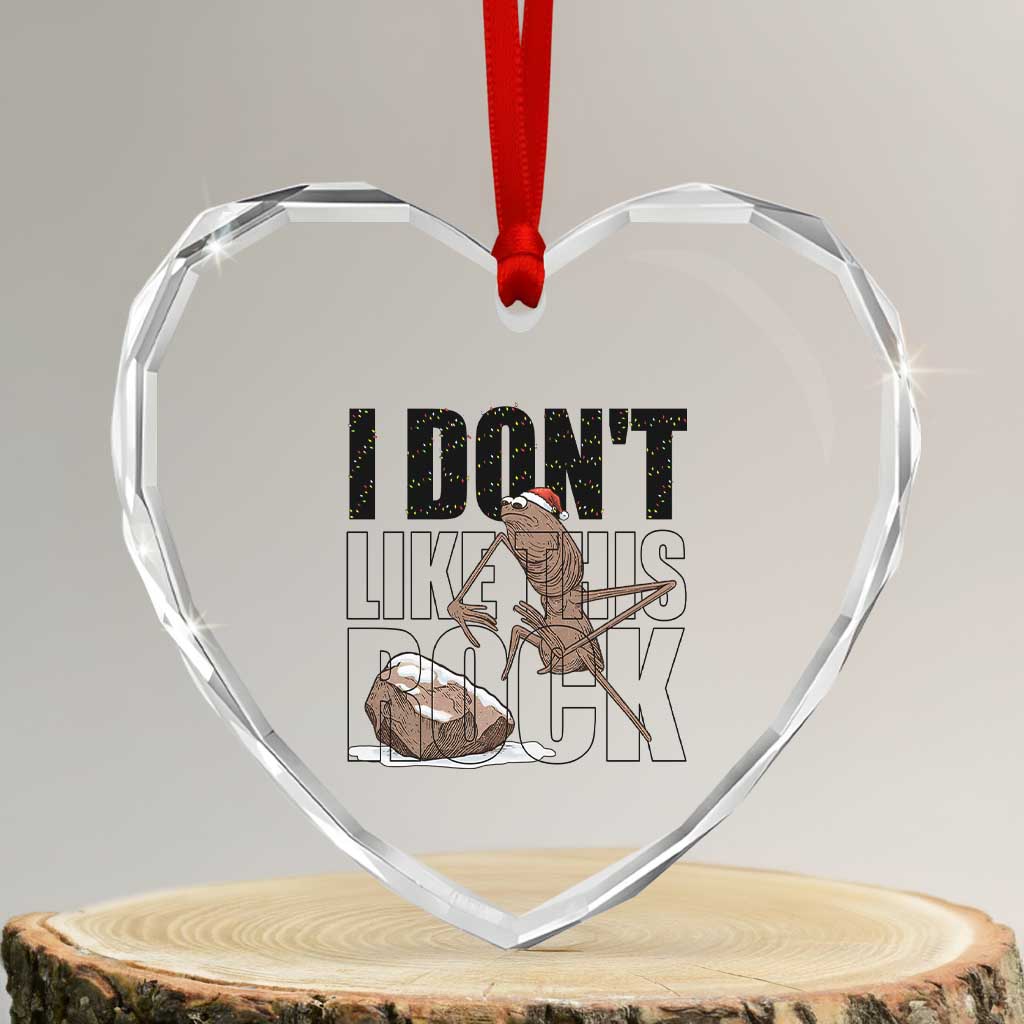 Marcus The Worm Christmas Meme Heart Crystal Glass Ornament I Do Not Like This Rock Xmas - Wonder Print Shop